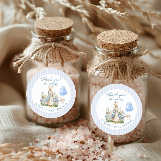 ブルーピーターうさぎ赤ちゃんシャワー男の子ありがとう好意 ラウンドシール