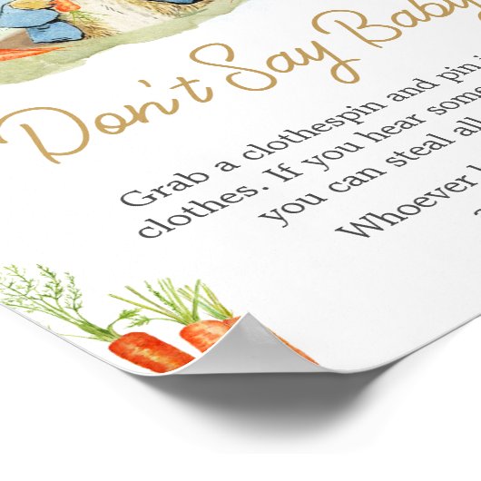 ブルーピーターうさぎ赤ちゃんシャワー言わないベビー ポスター (角)