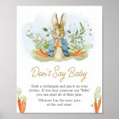 ブルーピーターうさぎ赤ちゃんシャワー言わないベビー ポスター (正面)