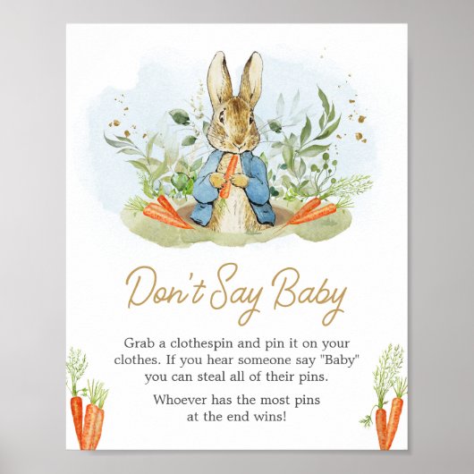 ブルーピーターうさぎ赤ちゃんシャワー言わないベビー ポスター (正面)