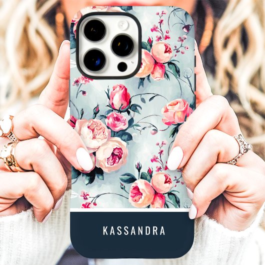 ブルーピーチのカスタムネームフラワー Case-Mate iPhoneケース