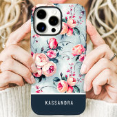 ブルーピーチのカスタムネームフラワー Case-Mate iPhoneケース