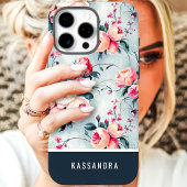 ブルーピーチのカスタムネームフラワー Case-Mate iPhoneケース