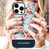ブルーピーチのカスタムネームフラワー Case-Mate iPhoneケース