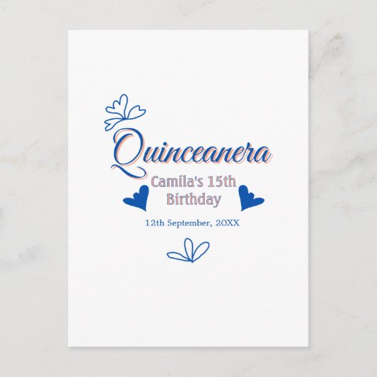 ブルーピーチのキンチアニエラ 15歳の誕生日 ラスティック メキシカ ポストカード (正面)