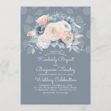 ブルーピーチアンドピンクフローラエレガントな結婚式