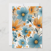 ブルーピーチウォーターカラーフローラ結婚ズ 招待状 (裏面)