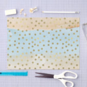 ブルーピーチウォーターカラー金ゴールド紙吹雪ドットストライプ数 薄葉紙 (クラフト)