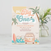 ブルーピーチガールザビッグワンサーフィン1st誕生日 招待状 (スタンド正面)