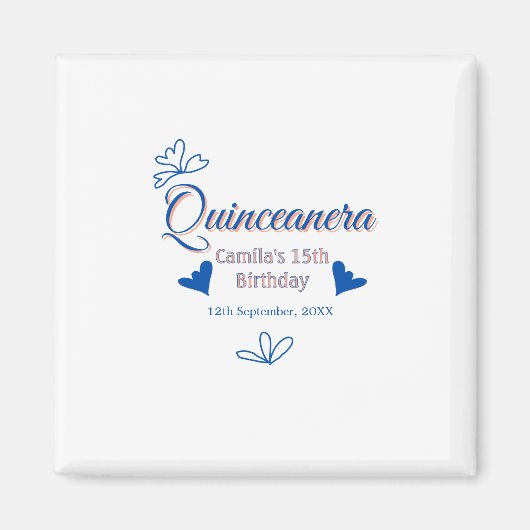 ブルーピーチキンセアニェラ15th誕生日ラスティックメキシコ マグネット (正面)