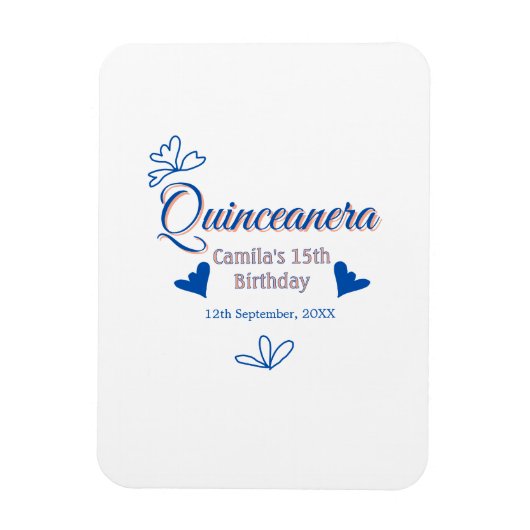 ブルーピーチキンセアニェラ15th誕生日ラスティックメキシコ マグネット (縦)