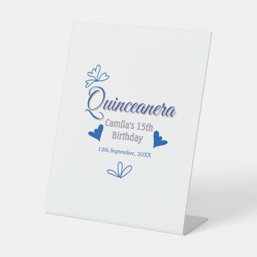 ブルーピーチキンセアニェラ15th誕生日ラスティックメキシコ 台座サイン (正面)