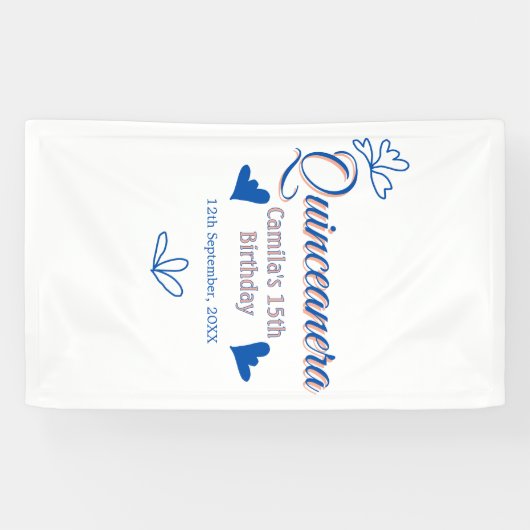 ブルーピーチキンセアニェラ15th誕生日ラスティックメキシコ 横断幕 (横)