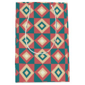 ブルーピーチダイヤモンドジオメトリック ミディアムペーパーバッグ (正面)