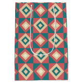 ブルーピーチダイヤモンドジオメトリック ミディアムペーパーバッグ (裏面)