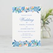 ブルーピーチフローラ牡丹結婚式招待状 招待状 (スタンド正面)