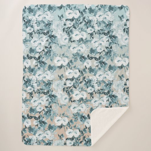ブルーピーチホワイトフローラ シェルパブランケット (正面)