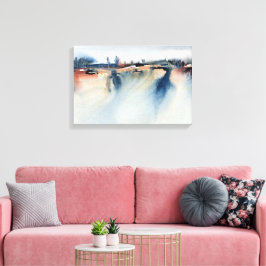 ブルーピーチ大気抽象芸術ランドスケープ絵を描ズ キャンバスプリント