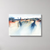 ブルーピーチ大気抽象芸術ランドスケープ絵を描ズ キャンバスプリント (正面)