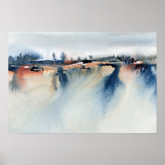 ブルーピーチ大気抽象芸術ランドスケープ絵を描ズ ポスター (正面)