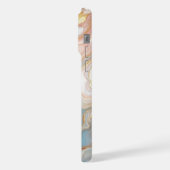 ブルーピーチ赤面ピンクホワイト金ゴールドマーブルパターン iPhoneケース (左側面)