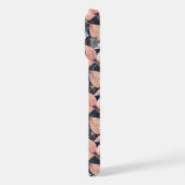 ブルーピーチ&金ゴールド花模様スタイリッシュ植物芸術 iPhoneケース (左側面)