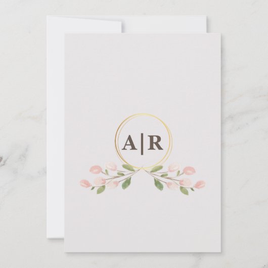 ブルーピーニーエレガントウェディング招待状 招待状 (裏面)