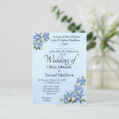 ブルーピーニーオンブルーズスイ結婚ート招待状 ポストカード (スタンド正面)