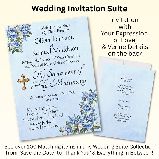 ブルーピーニーオンブルーズスイ結婚ート招待状 招待状