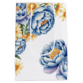 ブルーピーニーズイエローデイジー結婚ズ ミディアムペーパーバッグ (裏面)