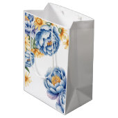 ブルーピーニーズイエローデイジー結婚ズ ミディアムペーパーバッグ (裏面アングル)