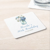 ブルーピーニーズメイソンジャー誕生日 スクエアペーパーコースター (アングル)