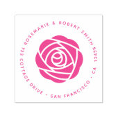 ブルーピーニーフラワー差出人住所ラウンドフローラ セルフインキングスタンプ (デザイン)