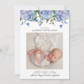 ブルーピーニーベビー写真誕生のお知らせ 案内状 (正面)