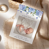 ブルーピーニーベビー写真誕生のお知らせ 案内状