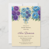 ブルーピーニー&フィグパープルバラブライダルシャワー 招待状 (正面)