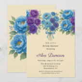 ブルーピーニー&フィグパープルバラブライダルシャワー 招待状 (正面/裏面)