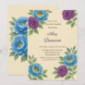 ブルーピーニー&フィグパープルバラブランチ&バブリー 招待状 (正面/裏面)
