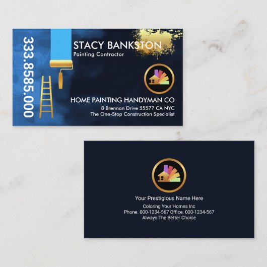 ブルーピーリングブ絵を描ロッチ（ばちゃばちゃ）跳ねる 名刺 (正面/裏面)