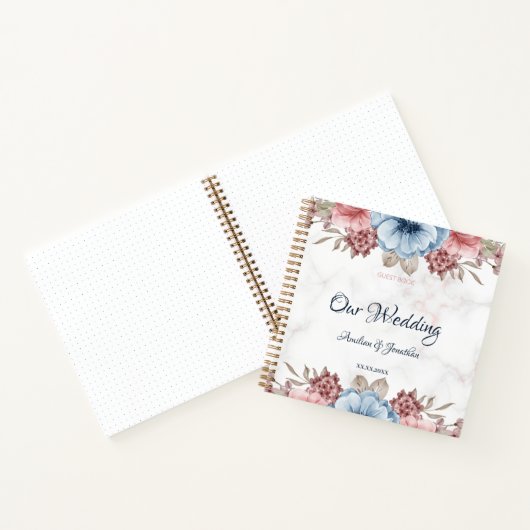 ブルーピ素朴ンクフローラ結婚ズゲストヌーク ノートブック (内部)