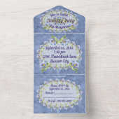 ブルーフかわいらしラックス山草の誕生パーティー オールインワン招待状 (内側)