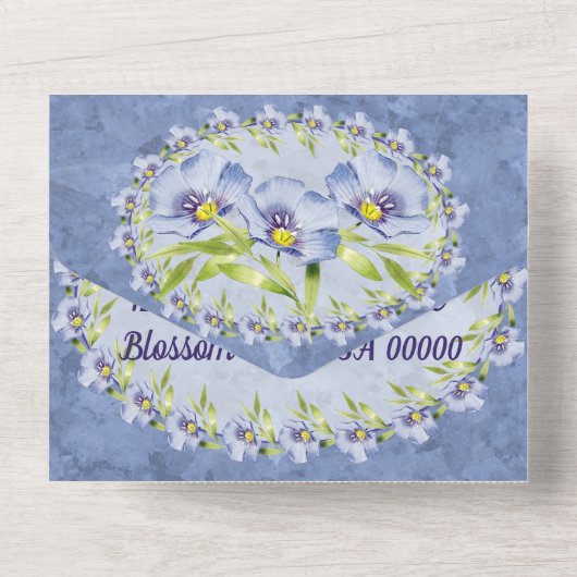 ブルーフかわいらしラックス山草の誕生パーティー オールインワン招待状 (裏面)