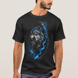 ブルーファイアウルフTシャツ | ファンタジーウルフガラフィックTee Tシャツ