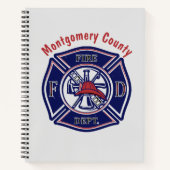 ブルーファイアーファイターバッジロゴカスタマイズレシピ ノートブック (正面)