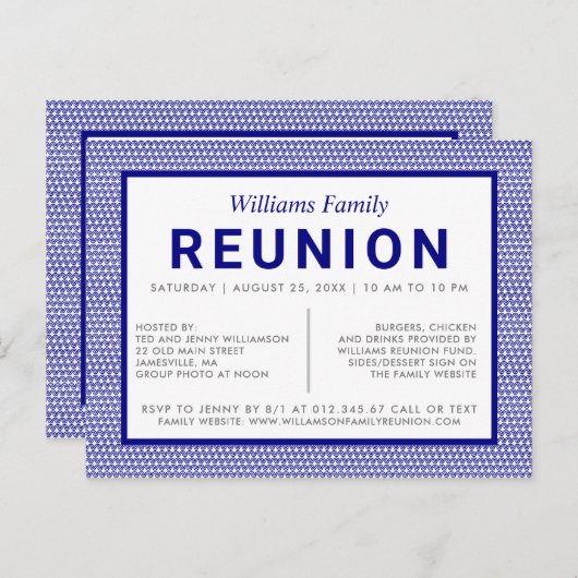 ブルーファストライプのミリ懇親会はがき招待状 インビテーションポストカード (正面/裏面)