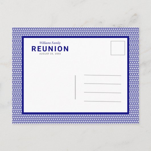 ブルーファストライプのミリ懇親会はがき招待状 インビテーションポストカード (裏面)