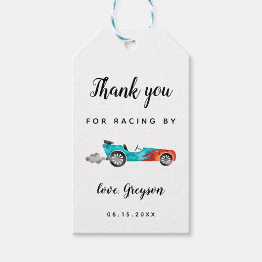 ブルーファスト感謝していカーバイレーシング誕生日 ギフトタグ (正面)