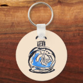 ブルーファッションイラストレーション香料ボトル キーホルダー (正面)