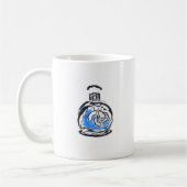 ブルーファッションイラストレーション香料ボトル コーヒーマグカップ (左)