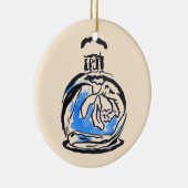 ブルーファッションイラストレーション香料ボトル セラミックオーナメント (右)